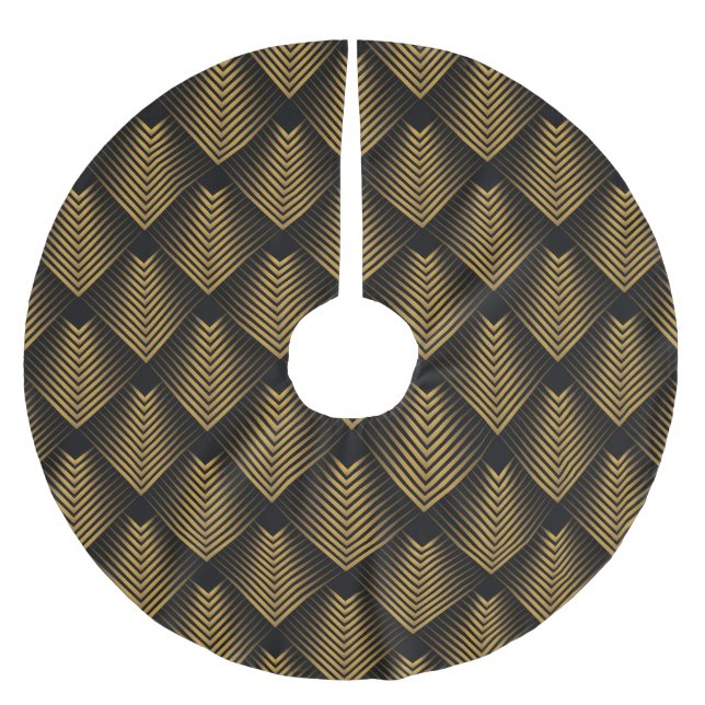 Art Deco: Golden Squares, Corner Wallpaper. Brushed Polyester Tree Skirt (Front)