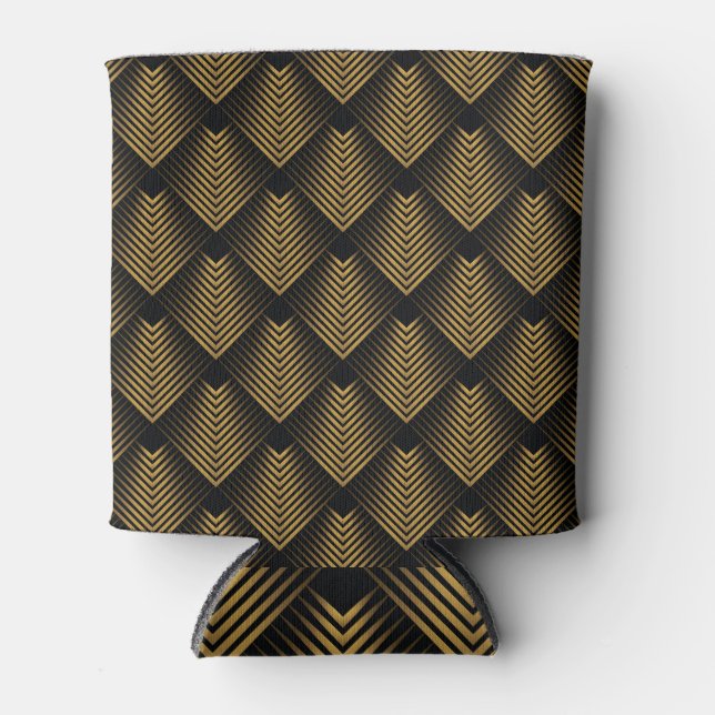 Art Deco: Golden Squares, Corner Wallpaper. Can Cooler (Front)