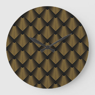 Art Deco: Golden Squares, Corner Wallpaper. Large Clock
