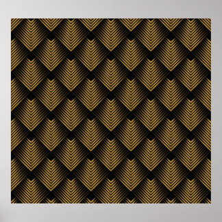 Art Deco: Golden Squares, Corner Wallpaper. Poster
