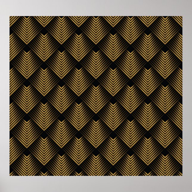 Art Deco: Golden Squares, Corner Wallpaper. Poster (Front)
