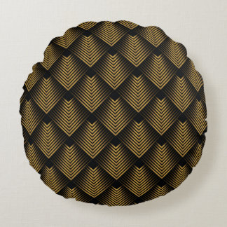 Art Deco: Golden Squares, Corner Wallpaper. Round Cushion