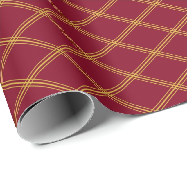 Art Deco Goldenrod Diamonds on Burgundy Wrapping Paper (Roll Corner)