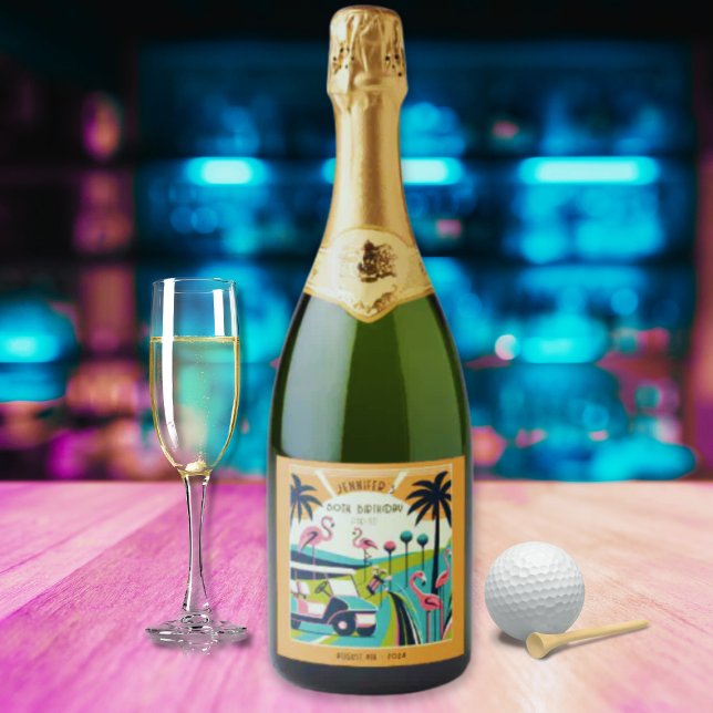 Art Deco Golf 50th Birthday Sparkling Wine Label (Creator Uploaded)