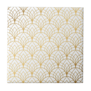 Art Deco gradient gold bronze pattern Tile