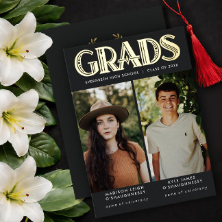 Art Deco GRADUATES 2 Photo Foil Announcement