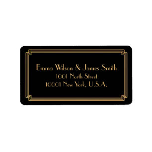 Art Deco Great Gatsby Black Gold Address Labels