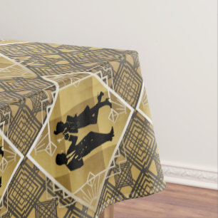 Art Deco Great Gatsby Black Gold Flapper Couple Tablecloth
