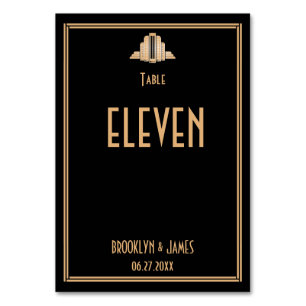 Art Deco Great Gatsby Black Wedding Table Numbers