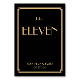 Art Deco Great Gatsby Black Wedding Table Numbers