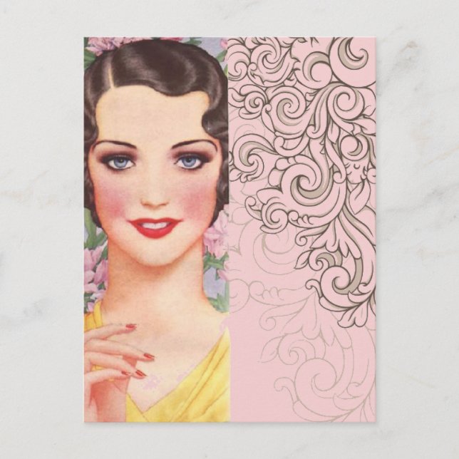 Art deco great gatsby Parisian fashionista Postcard (Front)