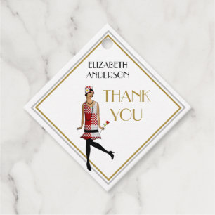 Art Deco Great Gatsby Thank You Black Gold Flapper Favour Tags