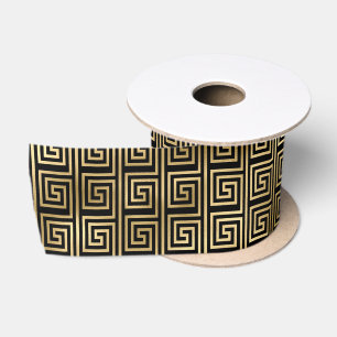Art Deco Greek Key Spiral Pattern Design Satin Ribbon