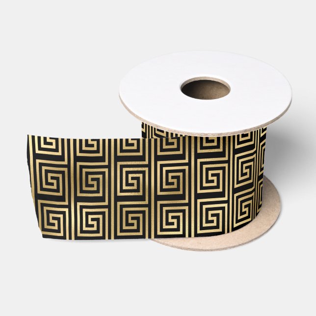 Art Deco Greek Key Spiral Pattern Design Satin Ribbon (Spool)