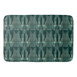 Art deco, Green,black, pattern,art nouveau,vintage Bath Mat