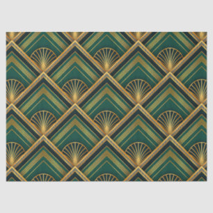 Art Deco Green & Gold Decoupage Tissue Paper