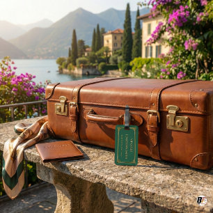 Art Deco Green & Gold Personalized VIP Lake Como Luggage Tag