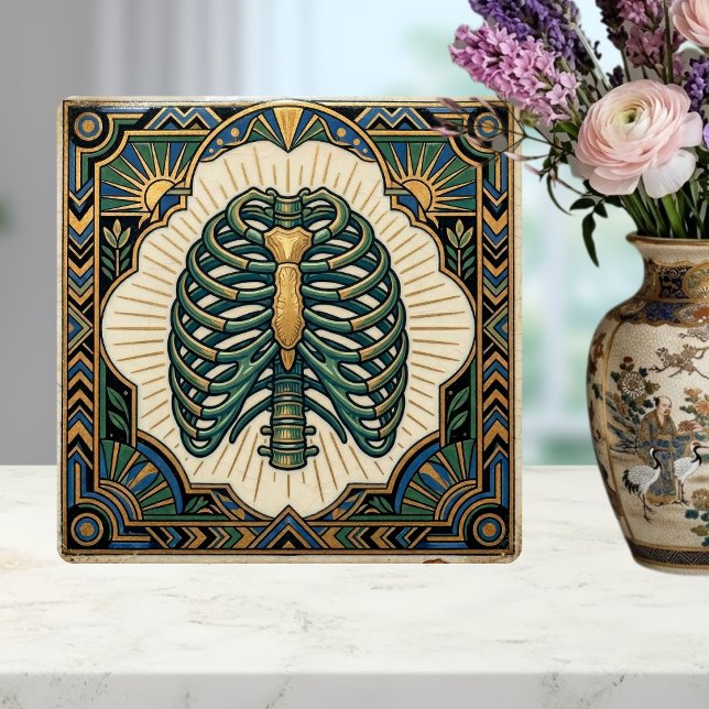Art Deco Green Ribcage Skeleton Anatomical Tile (Creator Uploaded)