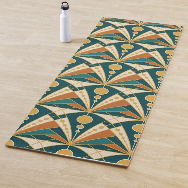 Art Deco (Green, rusty and gold) Yoga Mat (In Situ)