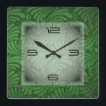 Art Deco green Square Wall Clock<br><div class="desc">Great clock design. You will love it like others. Be free to use this design for other product you like or to customise and add your text. Follow me for more. Thank you. Have a nice day.</div>