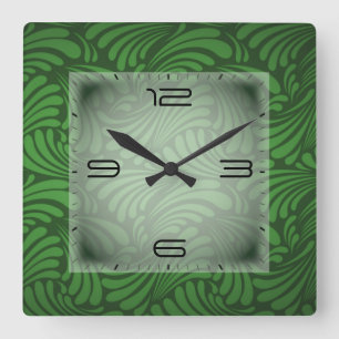 Art Deco green Square Wall Clock