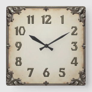 Art Deco Grey  Square Wall Clock
