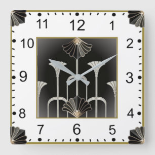 Art Deco Grey Square Wall Clock