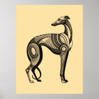 Art Deco Greyhound in Vintage Colour Pallette