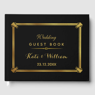 Art deco guest book black and gold