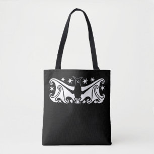 Art Deco Halloween Flying Bat Starry Night Tote Bag