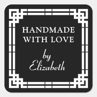 Art Deco Handmade With Love Square Sticker