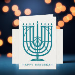 Art Deco Hanukkiah Menorah Happy Hanukkah Holiday<br><div class="desc">Wish friends and family "Happy Hanukkah" with this art deco inspired hanukkiah,  with editable colours of both the menorah and the background. Photo optional inside.</div>