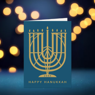 Art Deco Hanukkiah Menorah Happy Hanukkah Holiday Card
