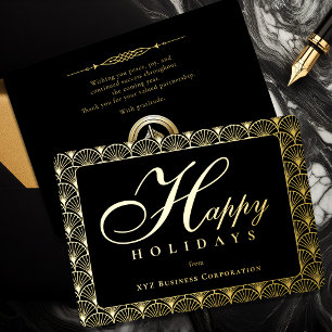 Art Deco Happy Holidays Business Gold Foil 