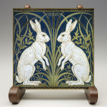 Art Deco Hares Wall Decor Art Nouveau Rabbit