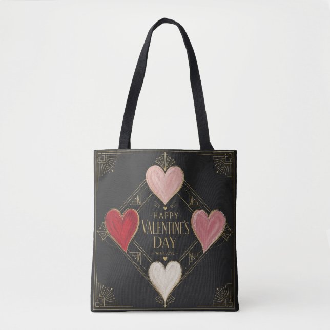Art Deco Hearts of Passion Tote Bag (Front)