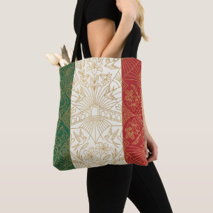 Art Deco Heritage Flag Italy Custom Name Tote Bag
