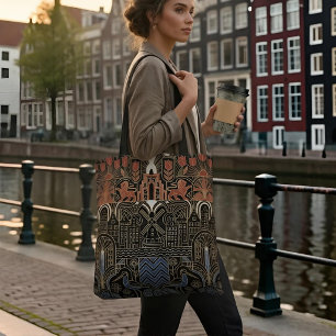Art Deco Heritage Flag   Netherlands Custom Name Tote Bag