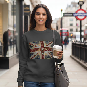 Art Deco Heritage Flag United Kingdom Vintage Sweatshirt