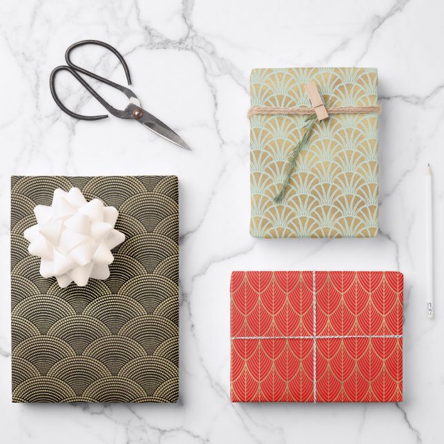 Art Deco Holiday Wrapping Paper Sheet (Front)