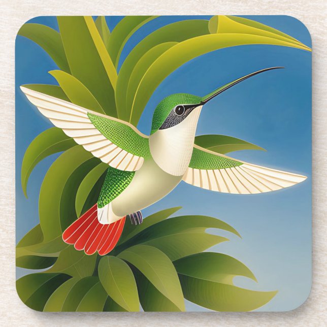 Art Deco Hummingbird Coaster Set (Front)
