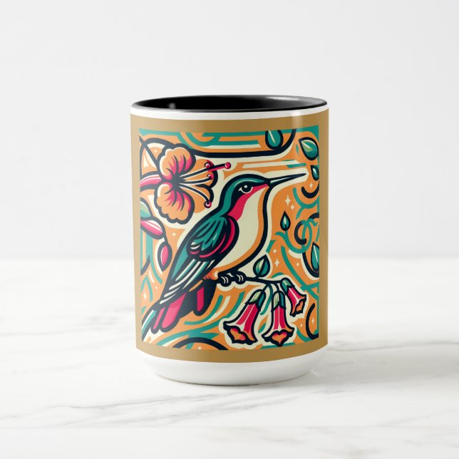 Art Deco "Hummingbird" Customisable Mug (Center)