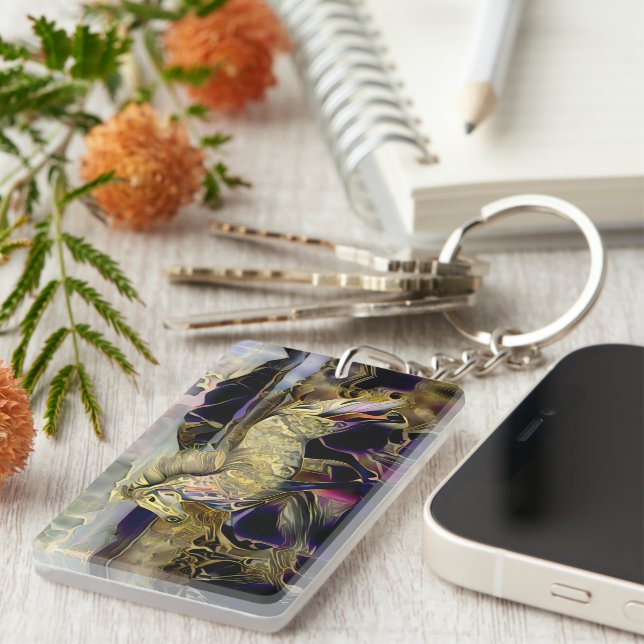 Art Deco Icelandic horse Key Ring (Front Right)