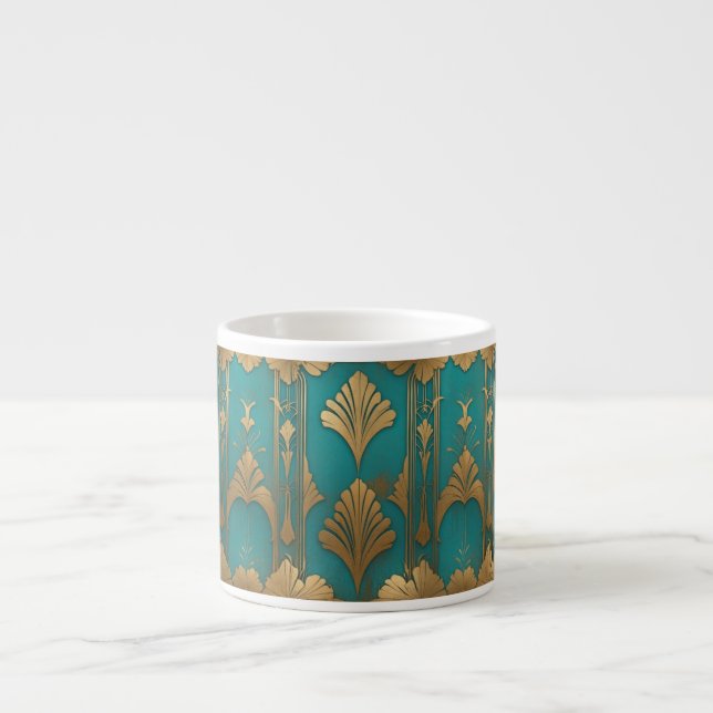 Art Deco In Blue And Gold Espresso Cup (Front)