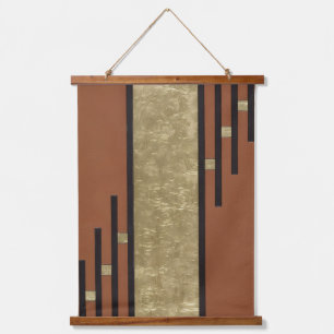 Art Deco In Gold And Tan Hanging Tapestry