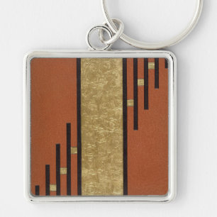 Art Deco In Gold And Tan Key Ring