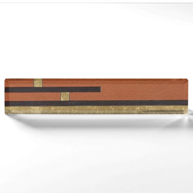 Art Deco In Gold And Tan Nameplate (Front)