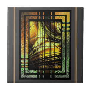 Art Deco In Green And Gold Tile
