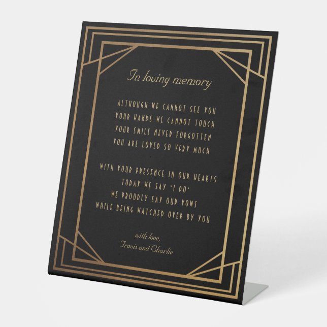 Art Deco In Loving Memory Wedding Sign (Front)