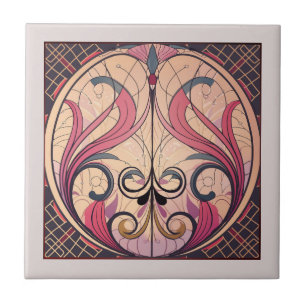 Art Deco In Pink And Beige Tile
